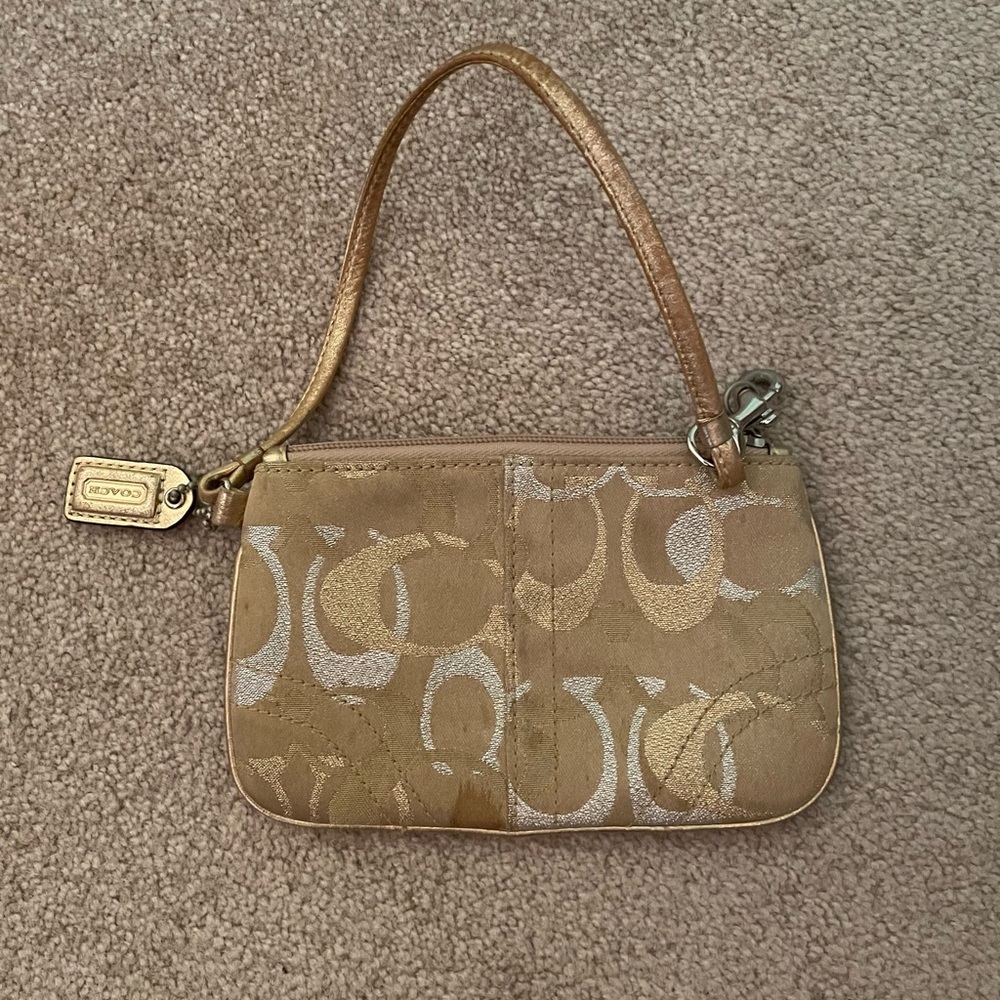 Euc Gold Signature Coach Wristlet